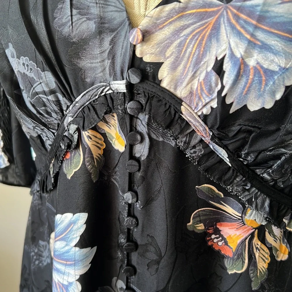 Allsaints Demi Lilly Floral Satin Mini Dress - Picture 10 of 13
